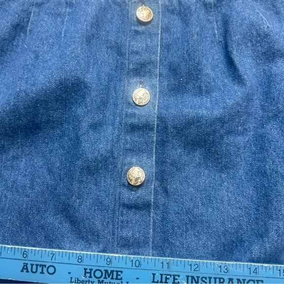 LL Bean Denim Maxi Skirt Size 8 Buffalo Silver Button Down Western Conservative - Picture 5 of 6